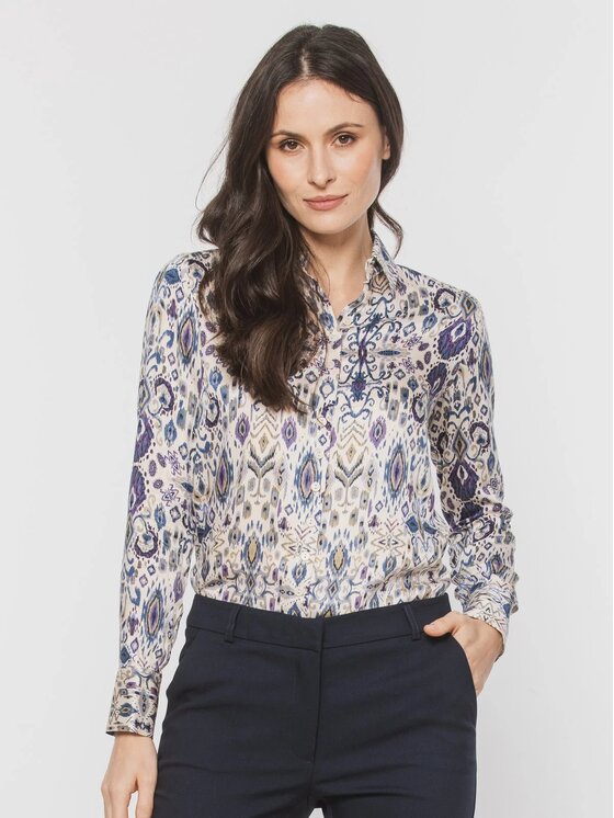 Willsoor Willsoor Koszula 61522 Beżowy Regular Fit