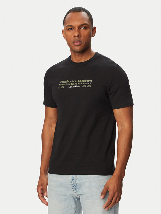 Calvin Klein Jeans Tricou SS 30s EU LV04RG800G Negru Regular Fit