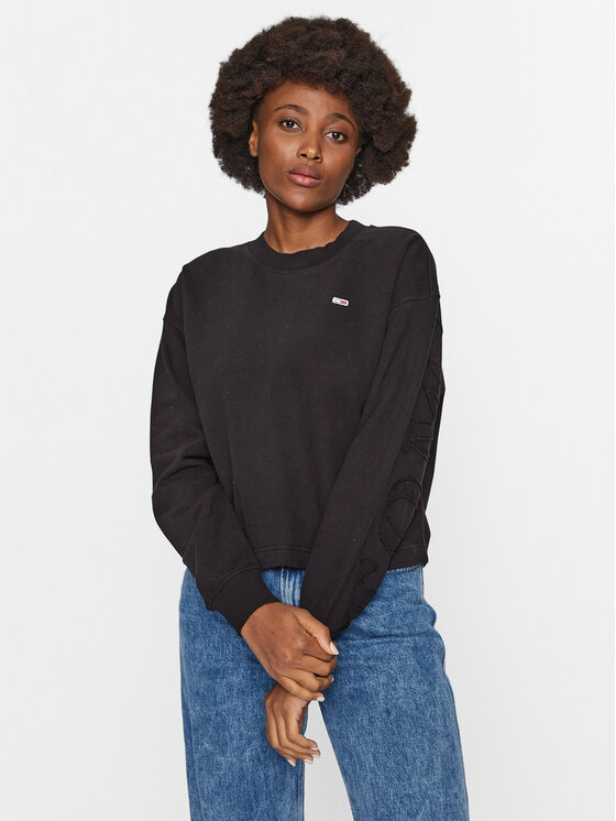 Tommy Jeans Jopa Tonal DW0DW16402 Črna Cropped Fit