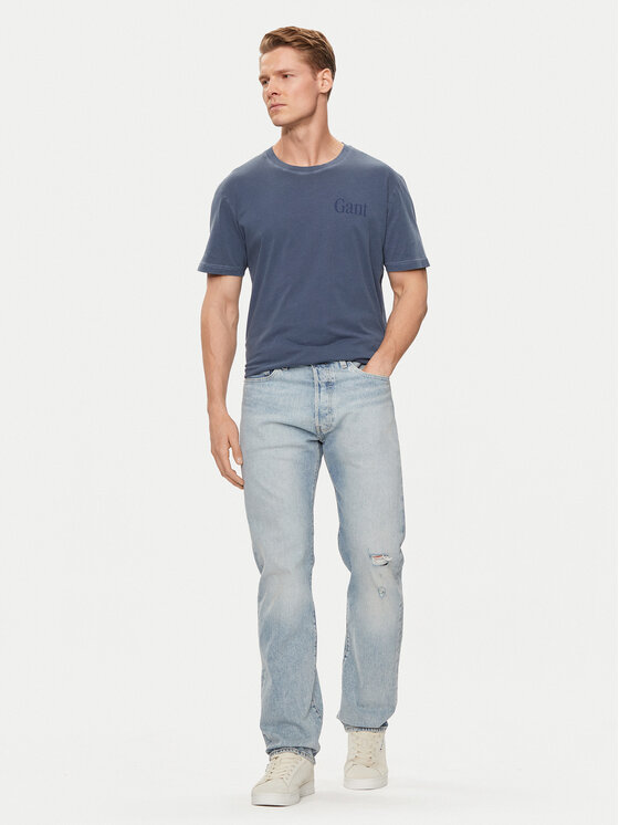 Gant Gant Tričko Sunfaded 2013018 Modrá Regular Fit