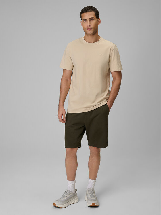 4F 4F T-Shirt BASIC+ Beżowy Regular Fit