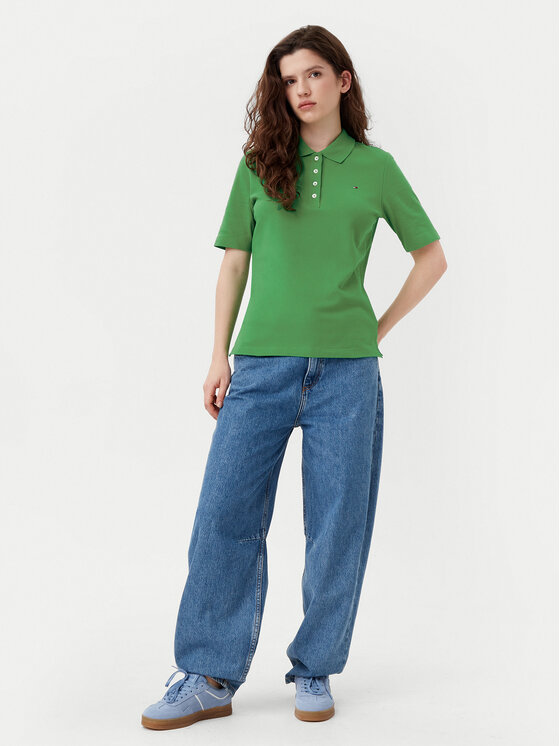 Tommy Hilfiger Tommy Hilfiger Тениска с яка и копчета 1985 WW0WW43224 Зелен Regular Fit