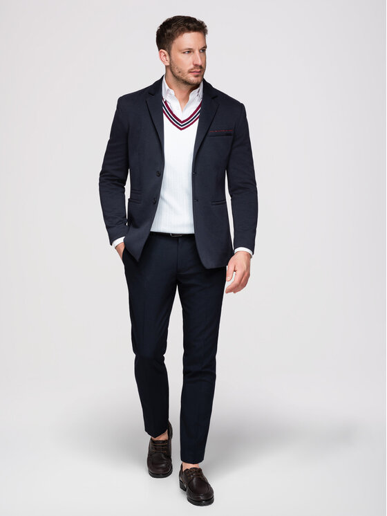 Ombre Ombre Marynarka M170 Granatowy Slim Fit