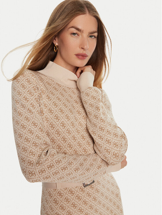 Guess Guess Trikotažinė suknelė Lise W4BK43 Z37K0 Smėlio Regular Fit
