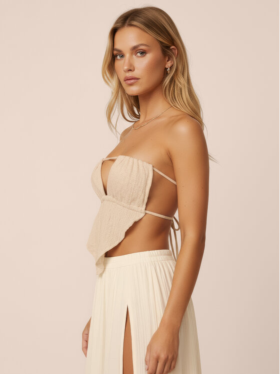 Hottie Hot Hottie Hot Top letni boho NOA Écru Regular Fit