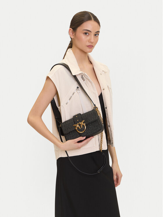 PINKO PINKO Rankinė Love One Mini Slouchy Fl PE 25 PLTT 104340 A2CF Juoda