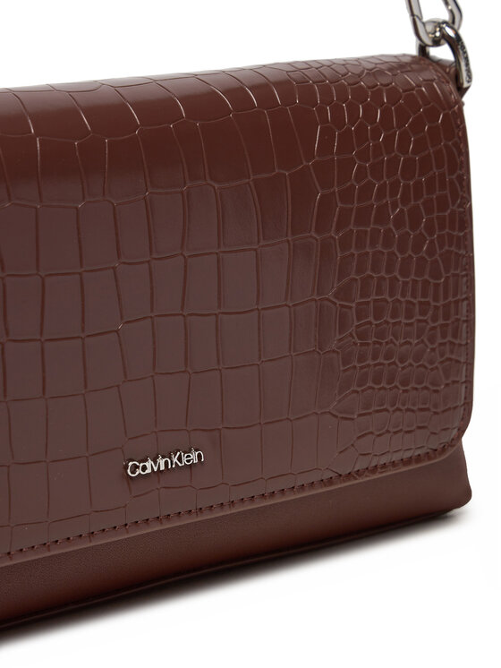 Calvin Klein Calvin Klein Ročna torba Ck Must Shoulder Bag_Croco K60K612111 Rjava