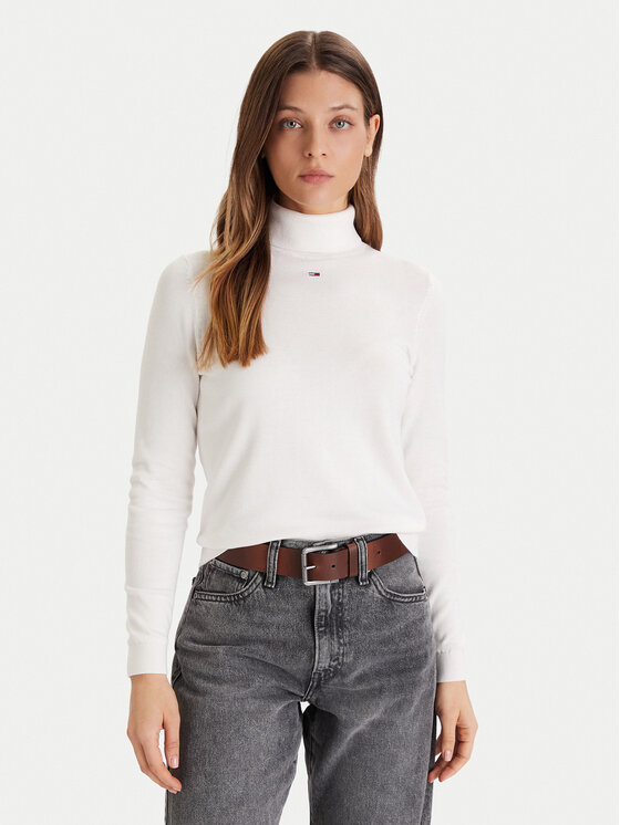 Tommy Jeans Tommy Jeans Bluză cu gât Essential DW0DW21672 Écru Regular Fit