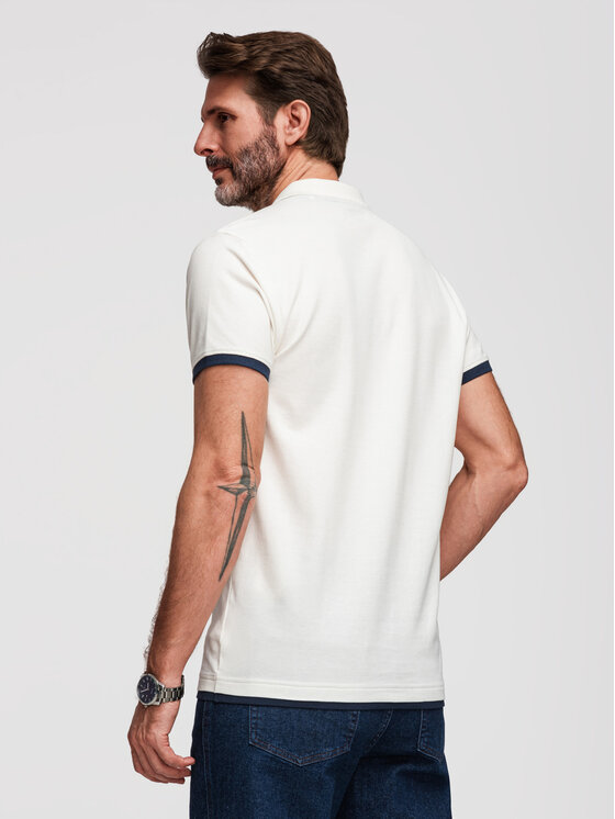 Ombre Ombre Polo OM-POSS-0170 Biały Slim Fit