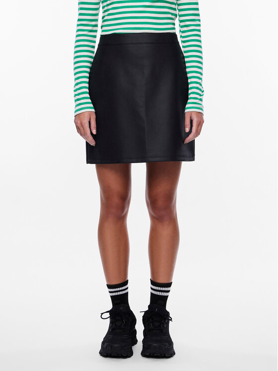 Pieces Pieces Gonna in similpelle 17140265 Nero Regular Fit