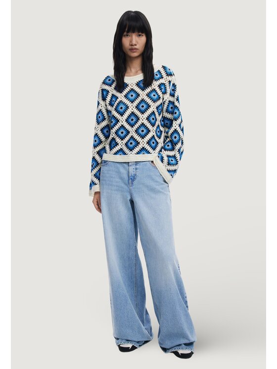 Desigual Desigual Πουλόβερ JERS_DEMIS Λευκό Casual Fit