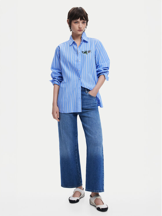 Desigual Desigual Сорочка Dont Do It 25SWCW16 Голубий Loose Fit
