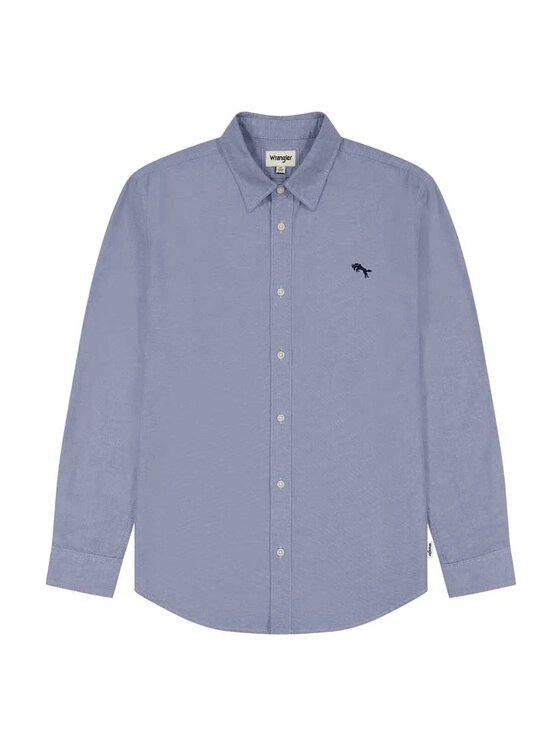 Wrangler Wrangler Koszula 112350481 SHIRT OXFORD Niebieski Regular Fit