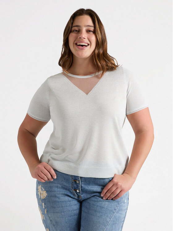 Fiorella Rubino Fiorella Rubino Cardigan M547L007918N011 Bianco Boxy Fit