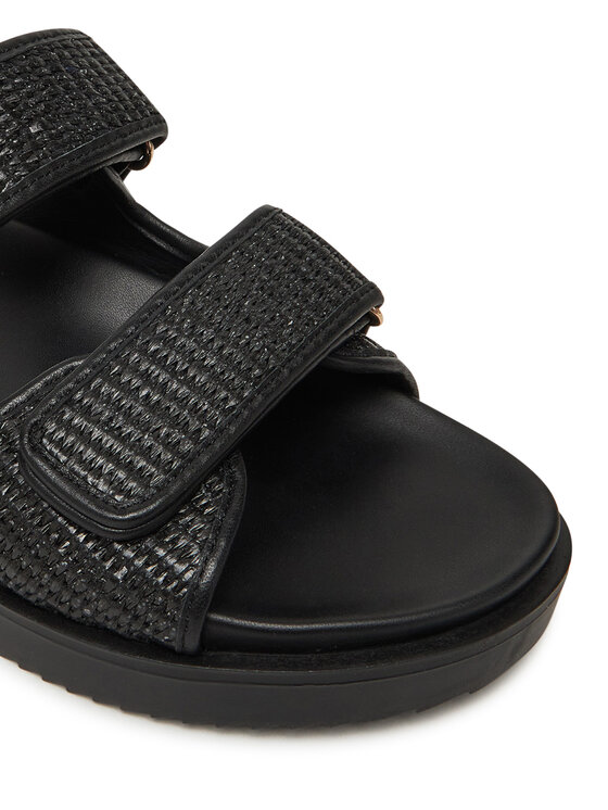 Tommy Hilfiger Tommy Hilfiger Klapki DOUBLE STRAP RAFFIA FW0FW08940 Czarny