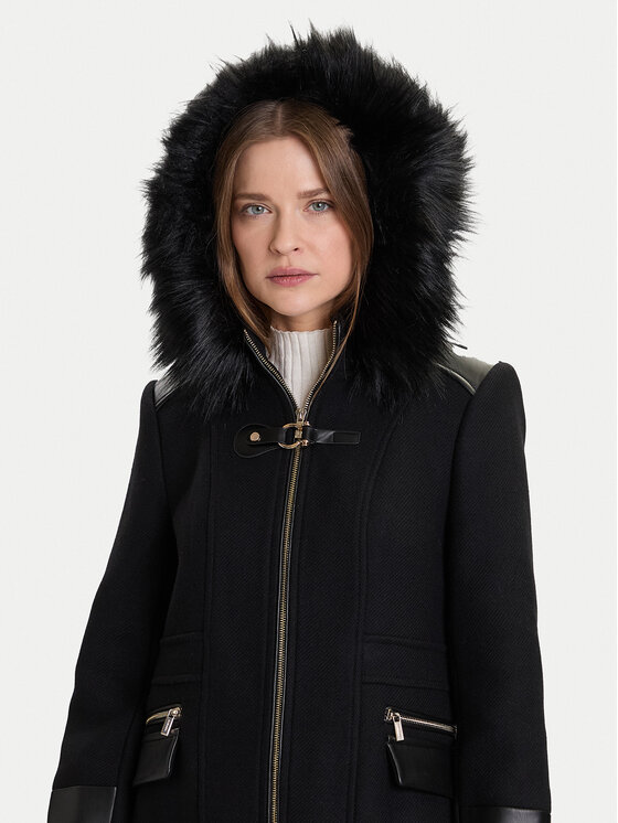 Morgan Morgan Palton de lână 222-GSIBIL Negru Regular Fit