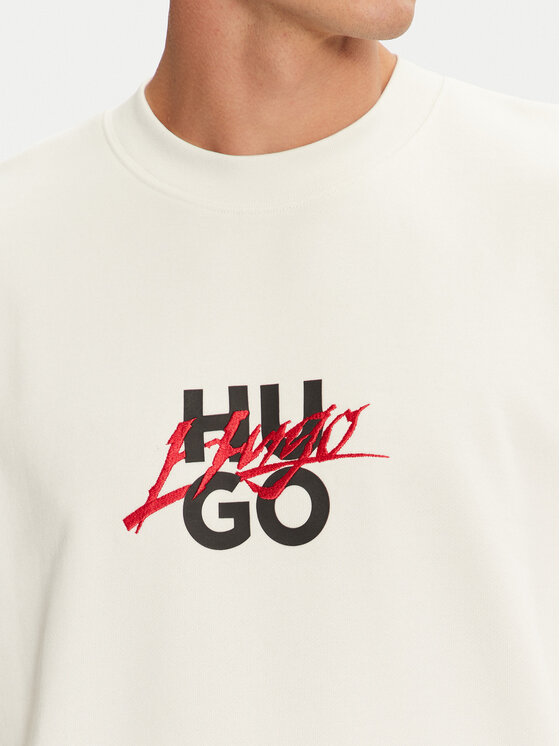 HUGO Hugo Majica dugih rukava Dlongny 50521081 Écru Relaxed Fit