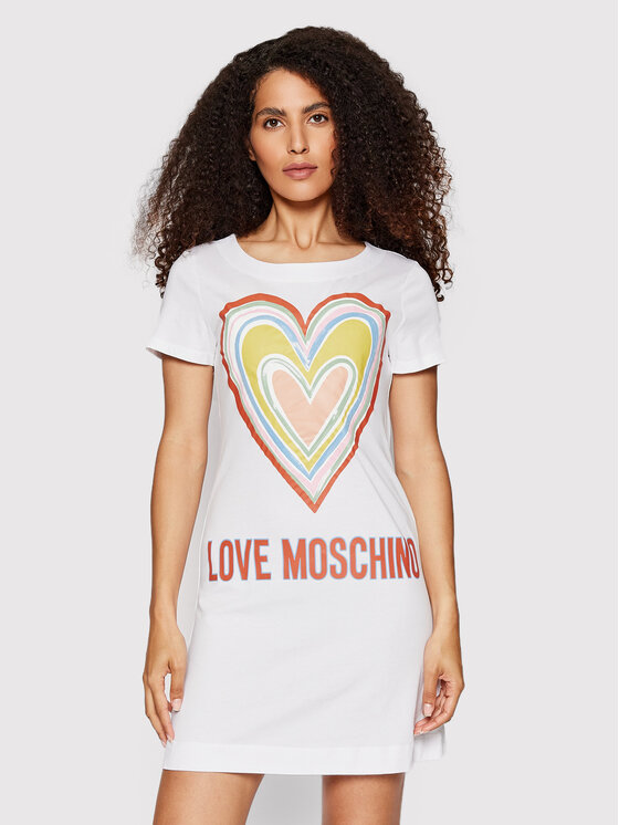 LOVE MOSCHINO Vsakodnevna obleka W592918M 3876 Bela Regular Fit