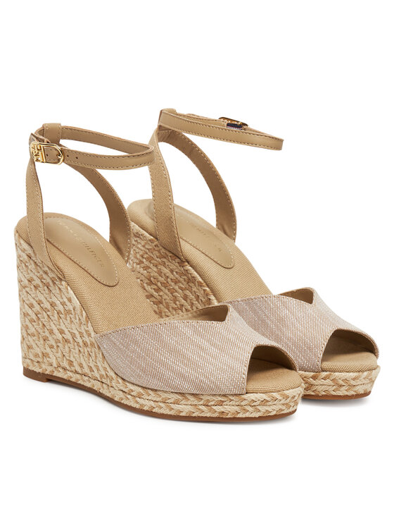 Tommy Hilfiger Tommy Hilfiger Espadrilles Chambray High Wedge Espadrille FW0FW08588 Bézs