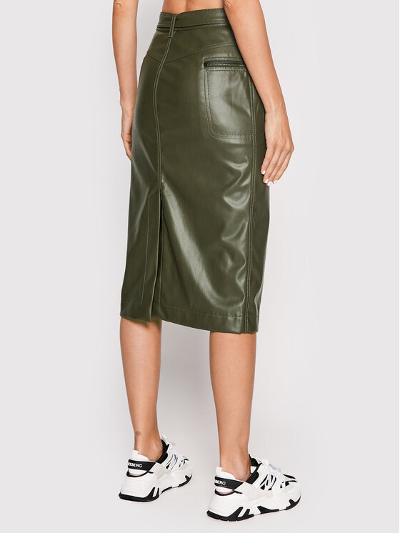 Iceberg Iceberg Sukňa z imitácie kože 22II2P0C0312803 Zelená Regular Fit