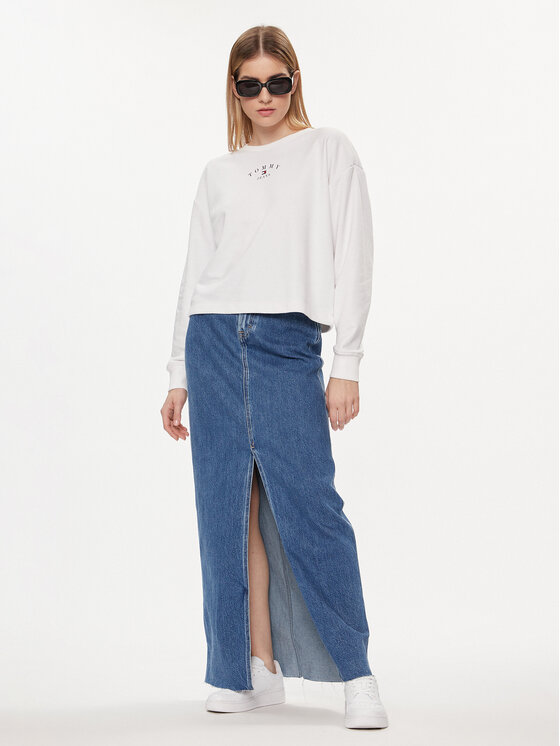 Tommy Jeans Tommy Jeans Majica dugih rukava Essential Logo DW0DW18143 Bijela Regular Fit