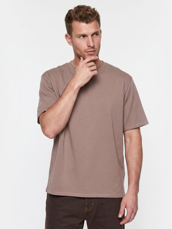 BASICLO BASICLO T-Shirt W-2031-0403 Beżowy Oversize