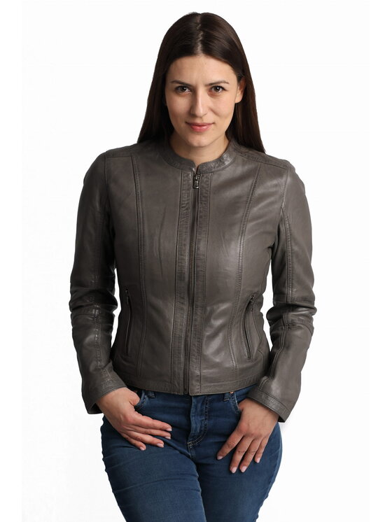 David Ryan David Ryan Kurtka skórzana SALSA Szary Regular Fit