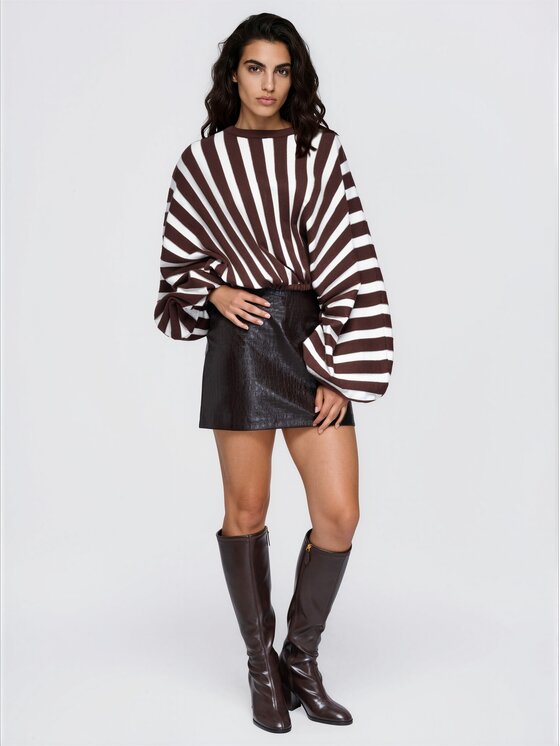Ombre Ombre Sweter OW-SW-E0039 Brązowy Relaxed Fit