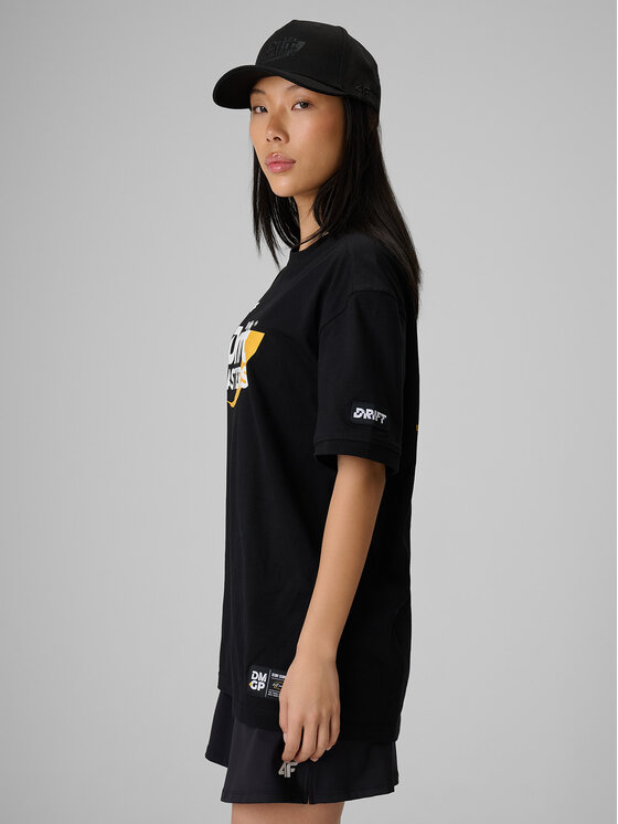 4F 4F T-Shirt MOTOSPORTS 2026 Czarny Loose Fit