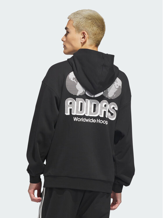 adidas adidas Bluza World Wide Hoops Czarny Loose Fit
