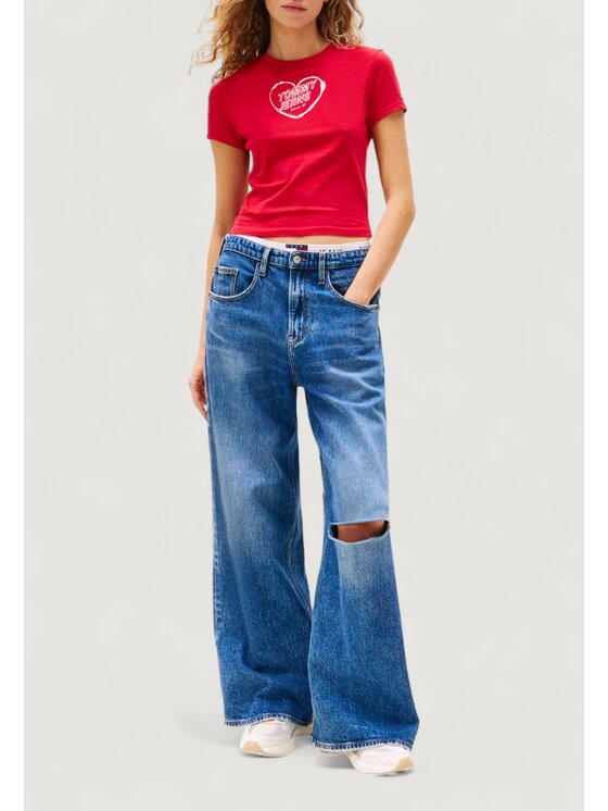 Tommy Jeans Tommy Jeans T-shirt TJW SLIM SH HEART TE Rosso Slim Fit