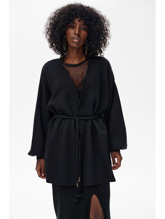 blue shadow blue shadow Kardigan Mono Czarny Regular Fit