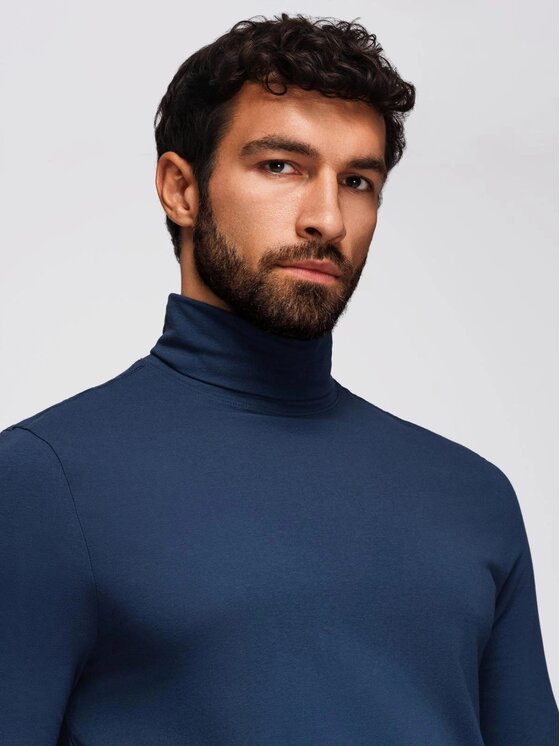 Ombre Ombre Longsleeve OM-LSCL-0130 Granatowy Slim Fit