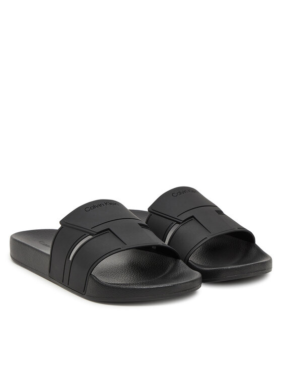 Calvin Klein Calvin Klein Nazouváky Pool Slide Double T HM0HM01752 Černá
