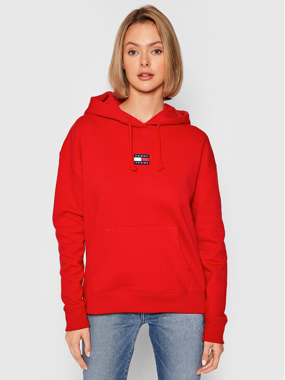 Tommy Jeans Džemperis Center Badge DW0DW10403 Raudona Regular Fit •  Modivo.lt