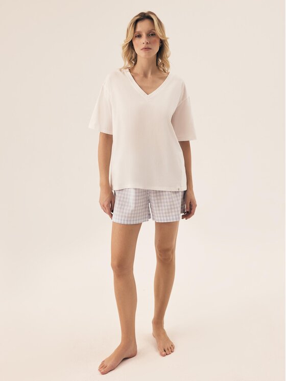 Esotiq Esotiq Piżama 42696 Biały Regular Fit