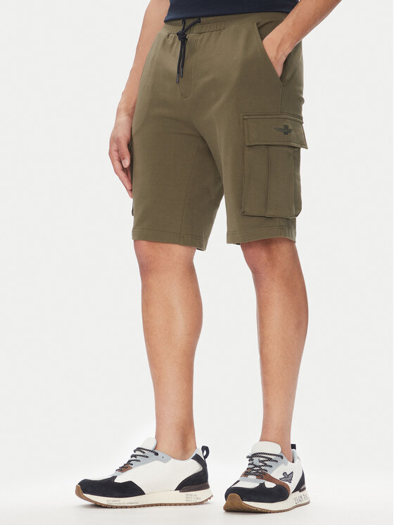 Aeronautica Militare Aeronautica Militare Pantaloni scurți sport 251BF025F459 Kaki Regular Fit