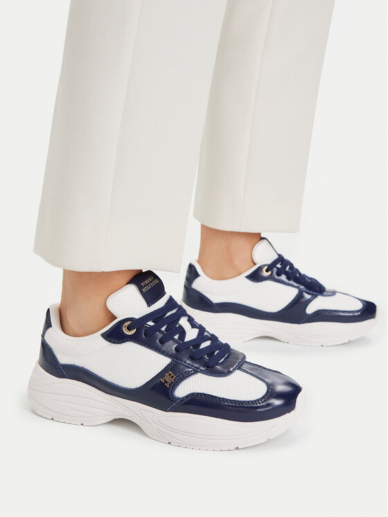 Tommy Hilfiger Tommy Hilfiger Sneakersy Modern Runner Shiny Leather FW0FW09413 Granatowy
