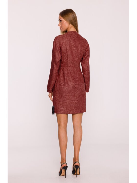 Made of Emotion Made of Emotion Sukienka wieczorowa M871 Bordowy Modern Slim Fit