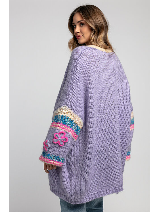 Fobya Fobya Kardigan F1990 Fioletowy Loose Fit
