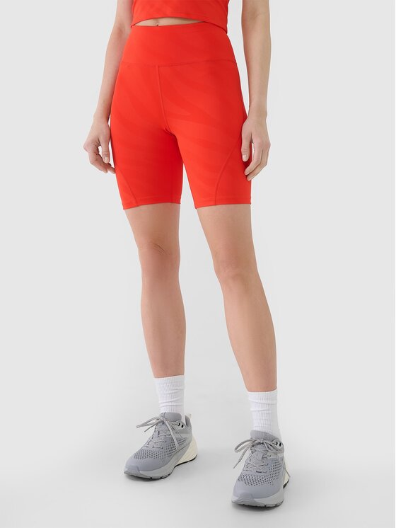 4F 4F Legginsy 4FWSS25TFSTF016-62S Czerwony Slim Fit