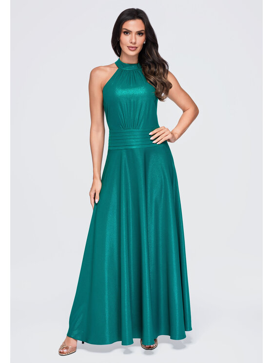 Ombre Ombre Sukienka wieczorowa LA-OM-DLR411 Zielony ciemny Regular Fit