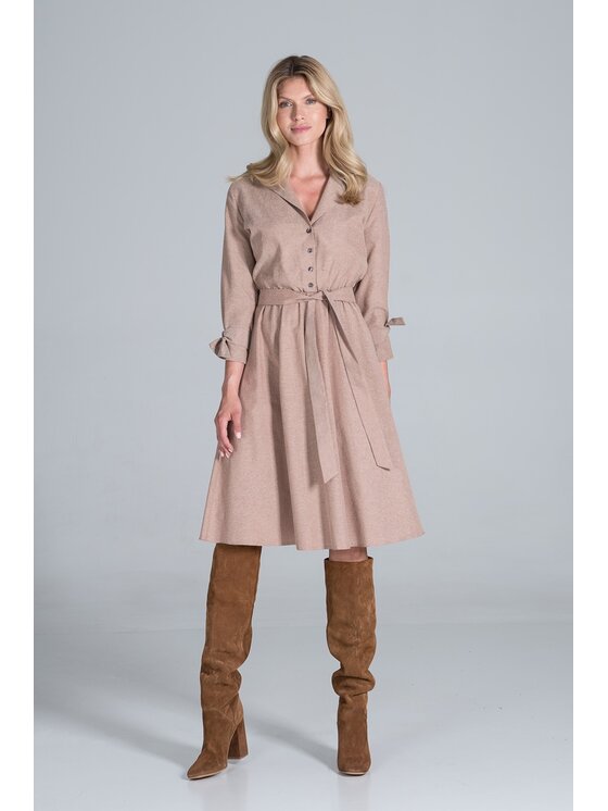 FIGL FIGL Sukienka M838 Beżowy Regular Fit