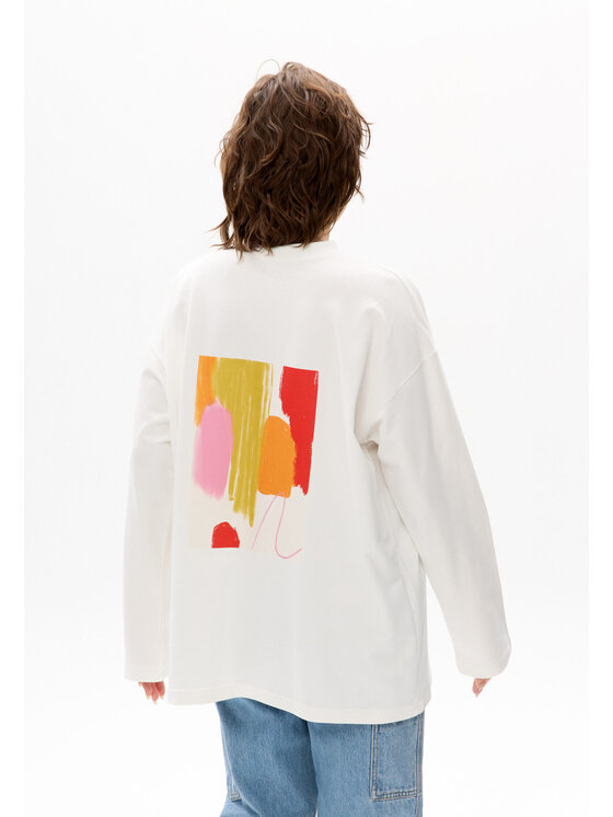 Mirons Mirons Longsleeve Print Biały Oversize