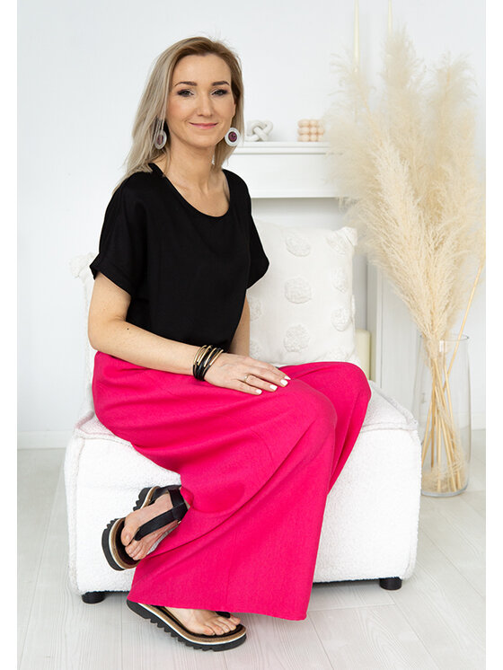 Bubala Bubala Spodnie damskie Kuloty Fuksja Różowy Casual Fit
