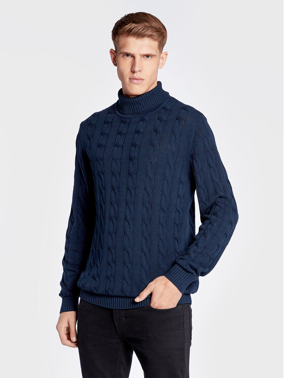 Solid Bluză cu gât 21107139 Bleumarin Regular Fit