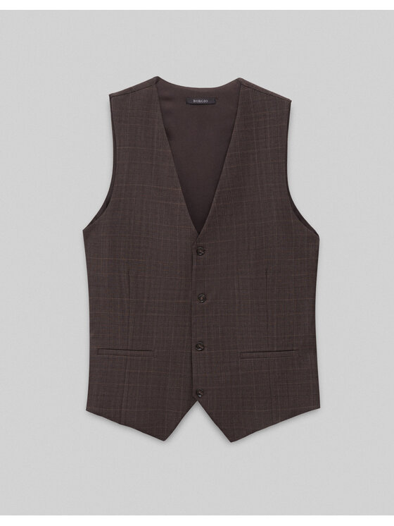 Borgio Borgio Kamizelka garniturowa Venosa Brązowy Slim Fit