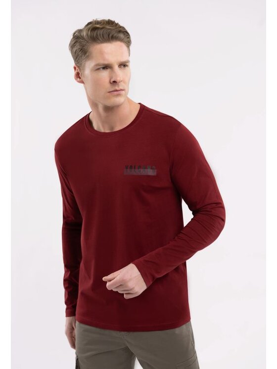 Volcano Volcano Longsleeve L-MONO Zielony Regular Fit