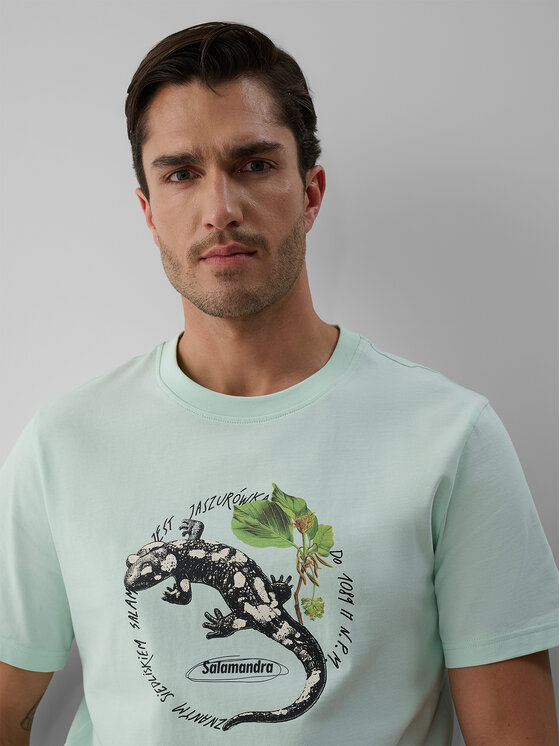 4F 4F T-Shirt OVERLAND Turkusowy Regular Fit