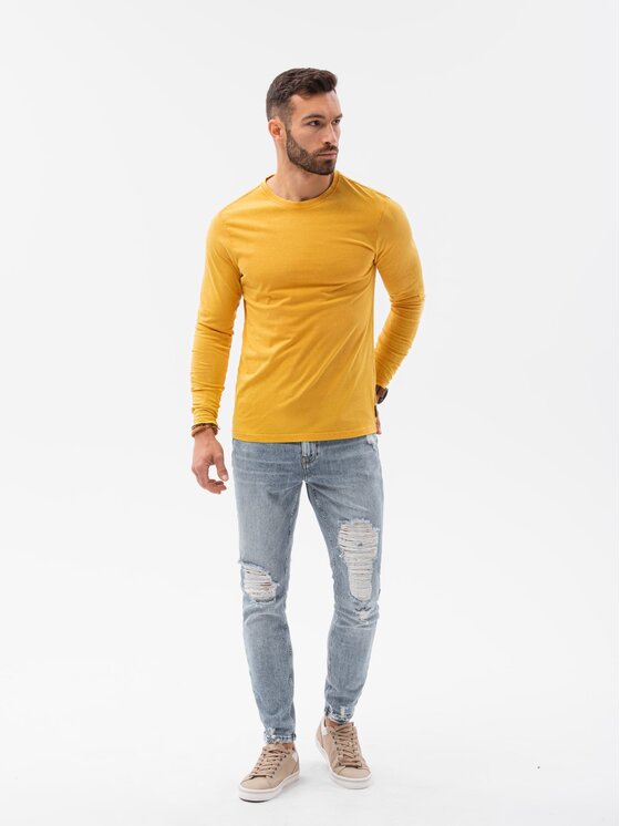 Ombre Ombre S dlouhým rukávem L131 Žlutá Slim Fit